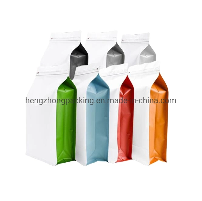 Heat Seal Square Bottom Plastic Biodegradable Zipper Bag with Food Packaging