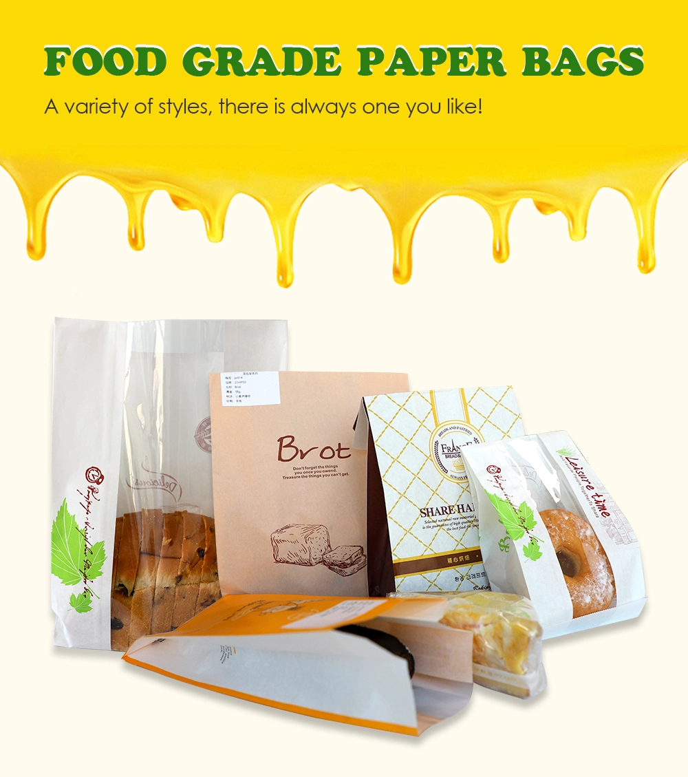 colorful Cheap Paper Bag Flat Yellow Cartoon Waterproof Greaseproof Paper Bags for Lunch