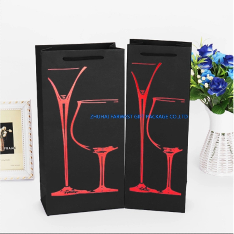 Red Wine Paper Bags Paper Shopping Bag for Red Wine Gift Packaging Wholesale Good Price